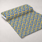 Azulejo Lemons with Blue Leaves Pattern 3 Fleece Fabric — fleece fabric unrolled bolt preview (mv-fleece-v1:bolt)
