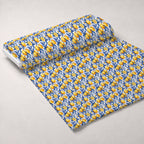 Azulejo Lemons with Blue Leaves Pattern 7 Fleece Fabric — fleece fabric unrolled bolt preview (mv-fleece-v1:bolt)