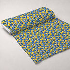 Azulejo Lemons with Blue Leaves Pattern 9 Fleece Fabric — fleece fabric unrolled bolt preview (mv-fleece-v1:bolt)