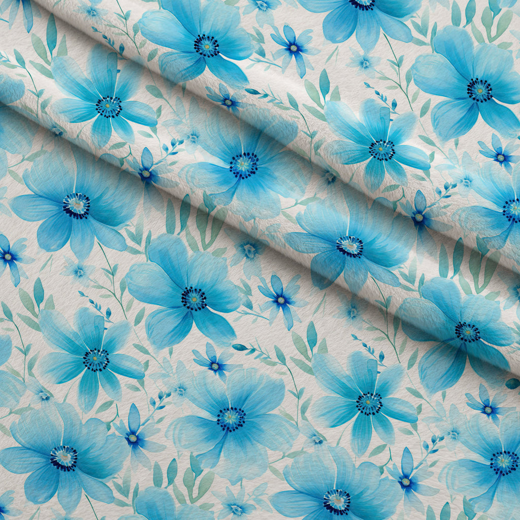 Azure Anemones Pattern 7 Fleece Fabric — fleece fabric folded close-up preview (mv-fleece-v1:lying)