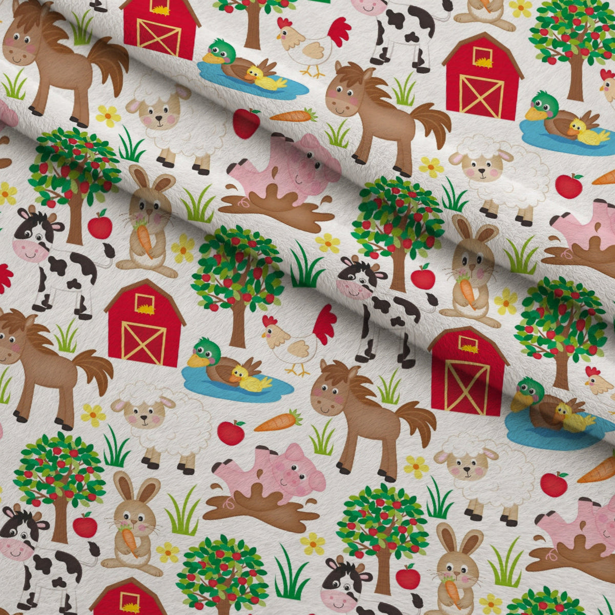 Barnyard Buddies Pattern 10 Fleece Fabric — fleece fabric folded close-up preview (mv-fleece-v1:lying)