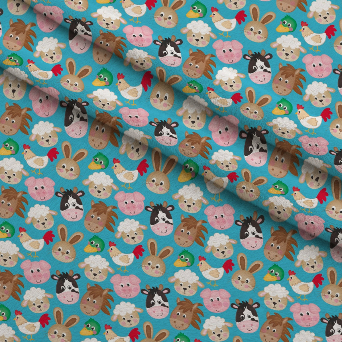 Barnyard Buddies Pattern 2 Fleece Fabric — fleece fabric folded close-up preview (mv-fleece-v1:lying)