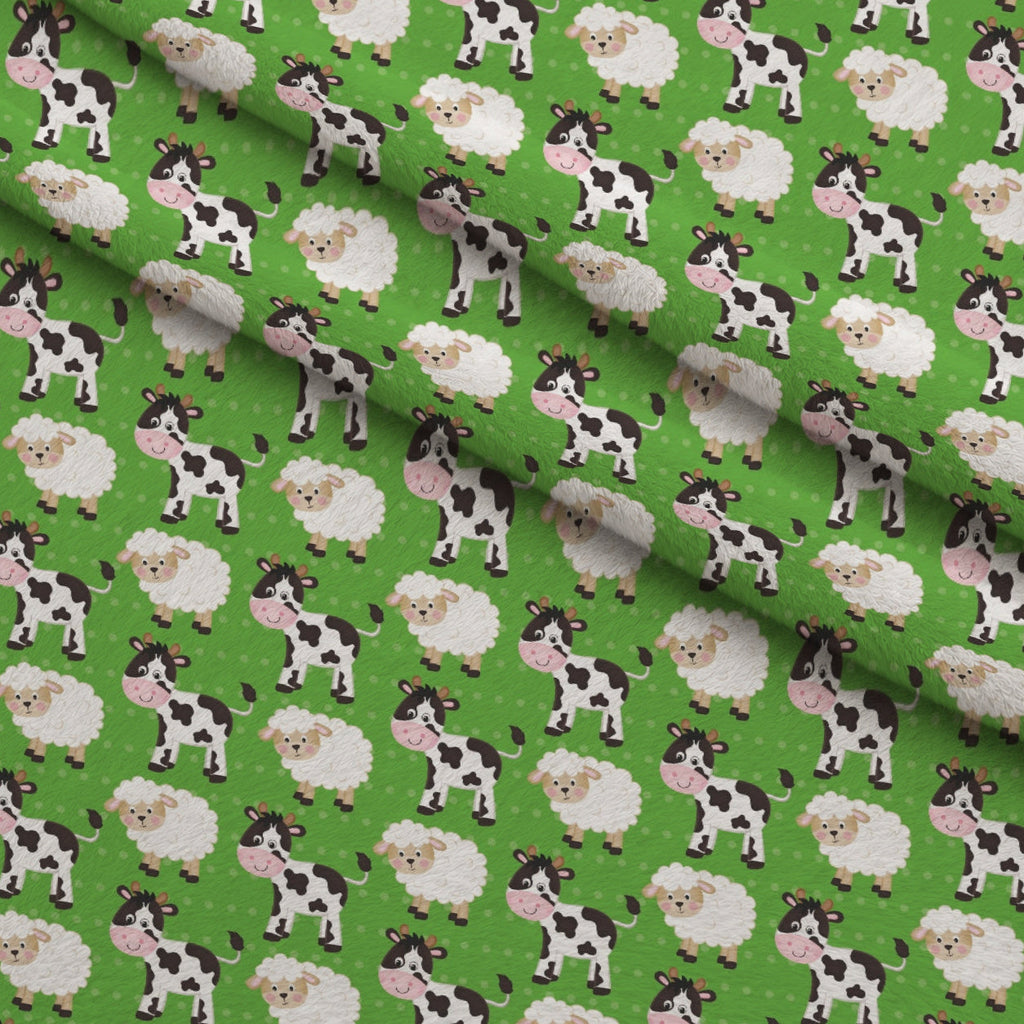 Barnyard Buddies Pattern 6 Fleece Fabric — fleece fabric folded close-up preview (mv-fleece-v1:lying)