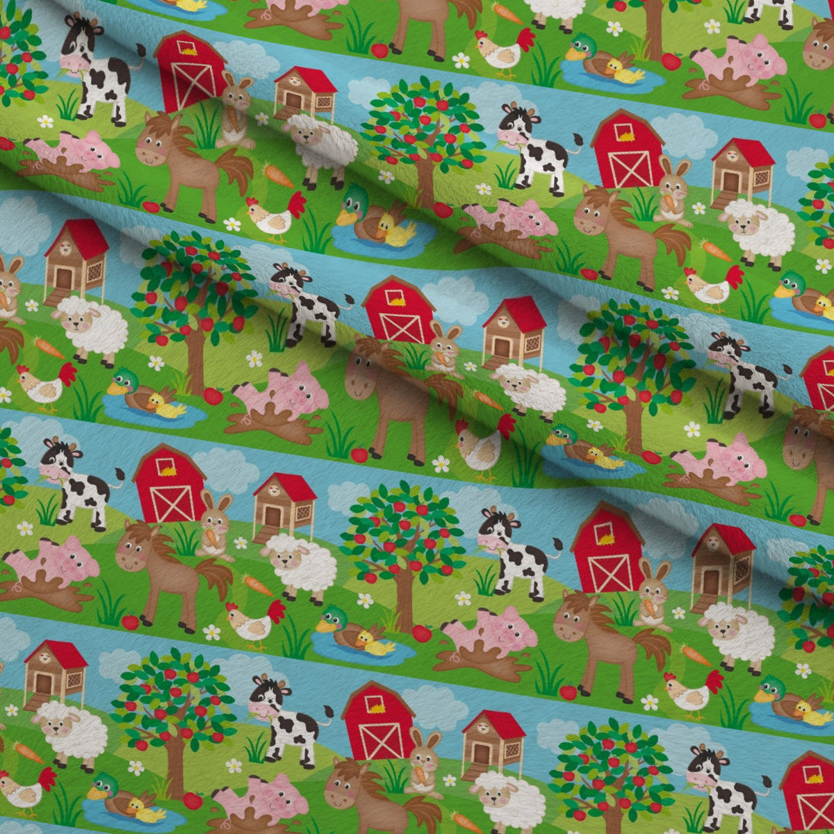Barnyard Buddies Pattern 8 Fleece Fabric — fleece fabric folded close-up preview (mv-fleece-v1:lying)
