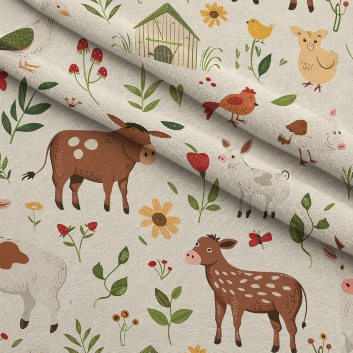Barnyard Friends Pattern 12 Fleece Fabric — fleece fabric folded close-up preview (mv-fleece-v1:lying)