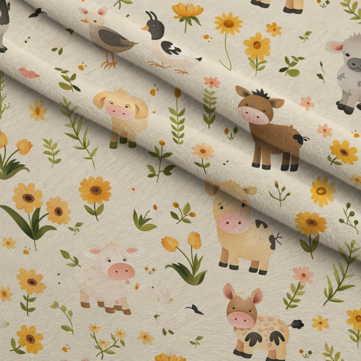 Barnyard Friends Pattern 13 Fleece Fabric — fleece fabric folded close-up preview (mv-fleece-v1:lying)