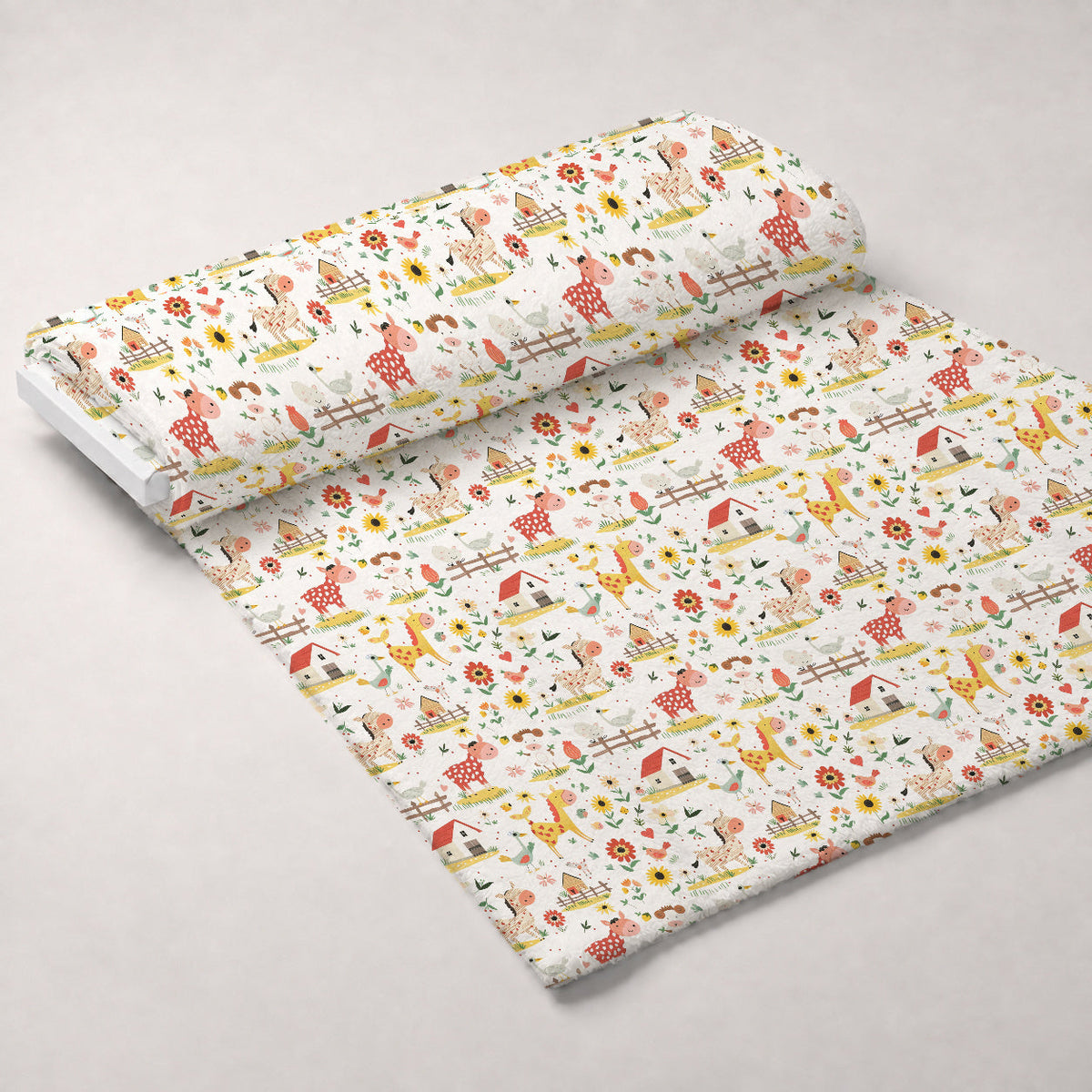 Barnyard Friends Pattern 2 Fleece Fabric — fleece fabric unrolled bolt preview (mv-fleece-v1:bolt)