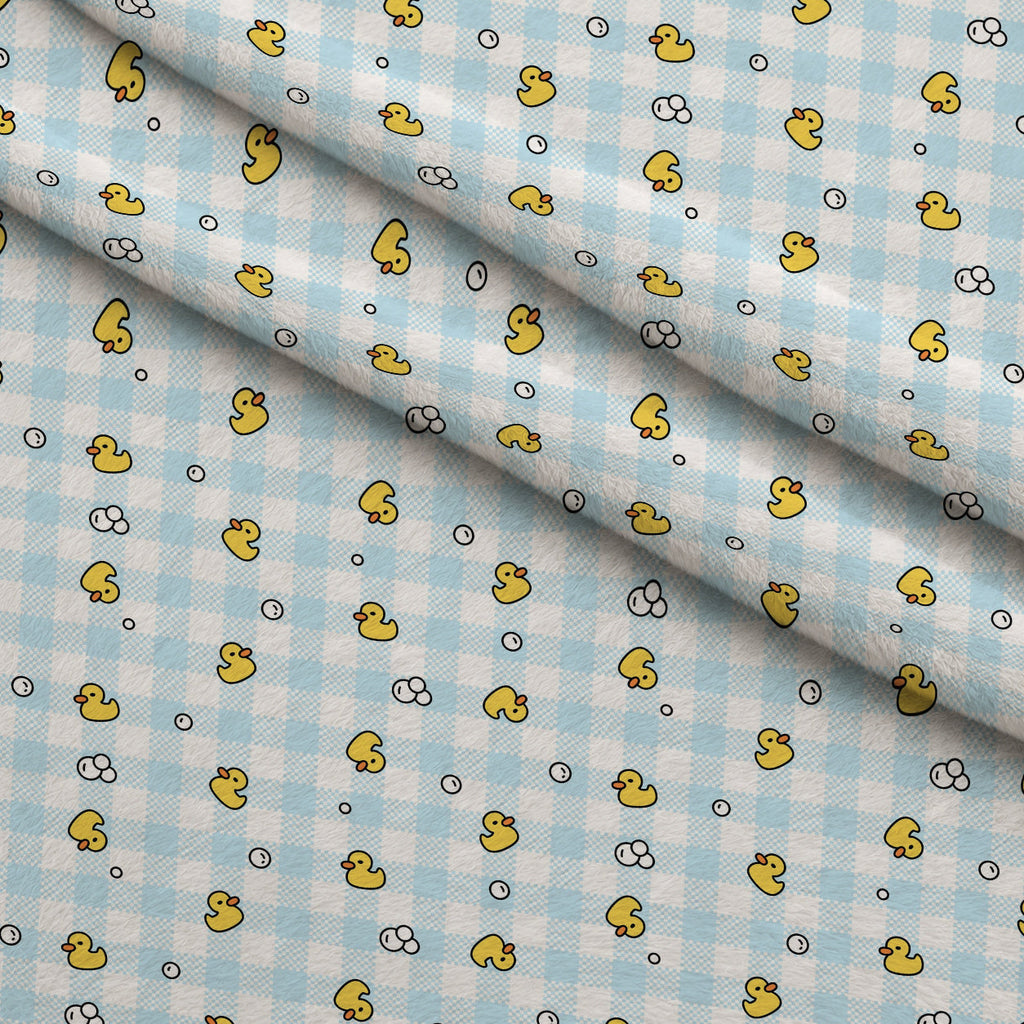 Bathtime Gingham Fleece Fabric — fleece fabric folded close-up preview (mv-fleece-v1:lying)