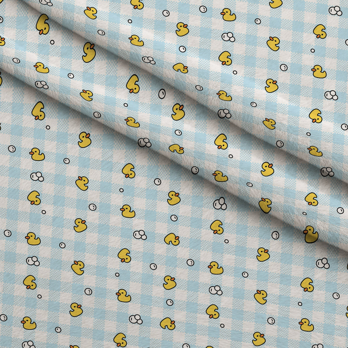 Bathtime Gingham Fleece Fabric — fleece fabric folded close-up preview (mv-fleece-v1:lying)