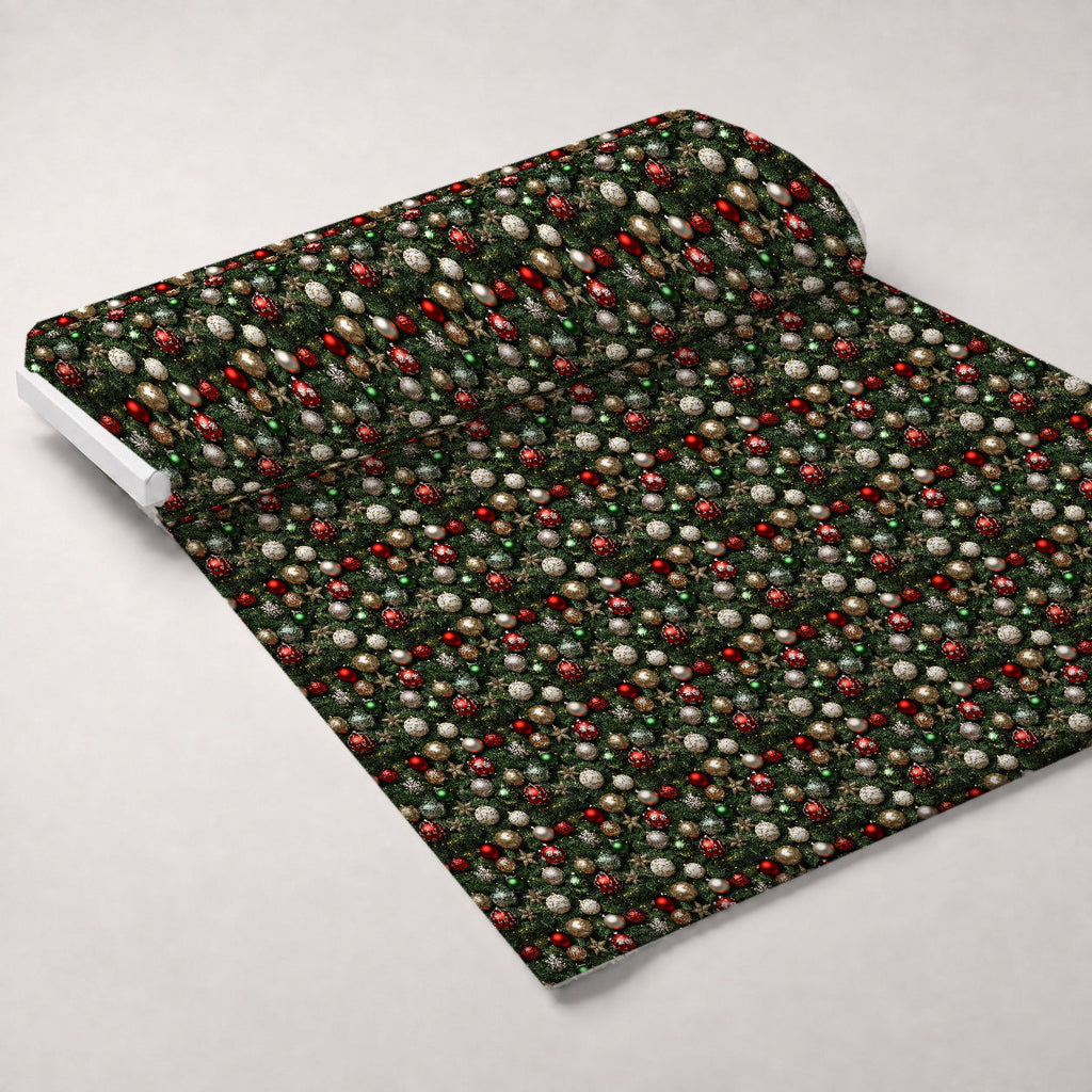 Baubles and Boughs Pattern 1 Fleece Fabric — fleece fabric unrolled bolt preview (mv-fleece-v1:bolt)
