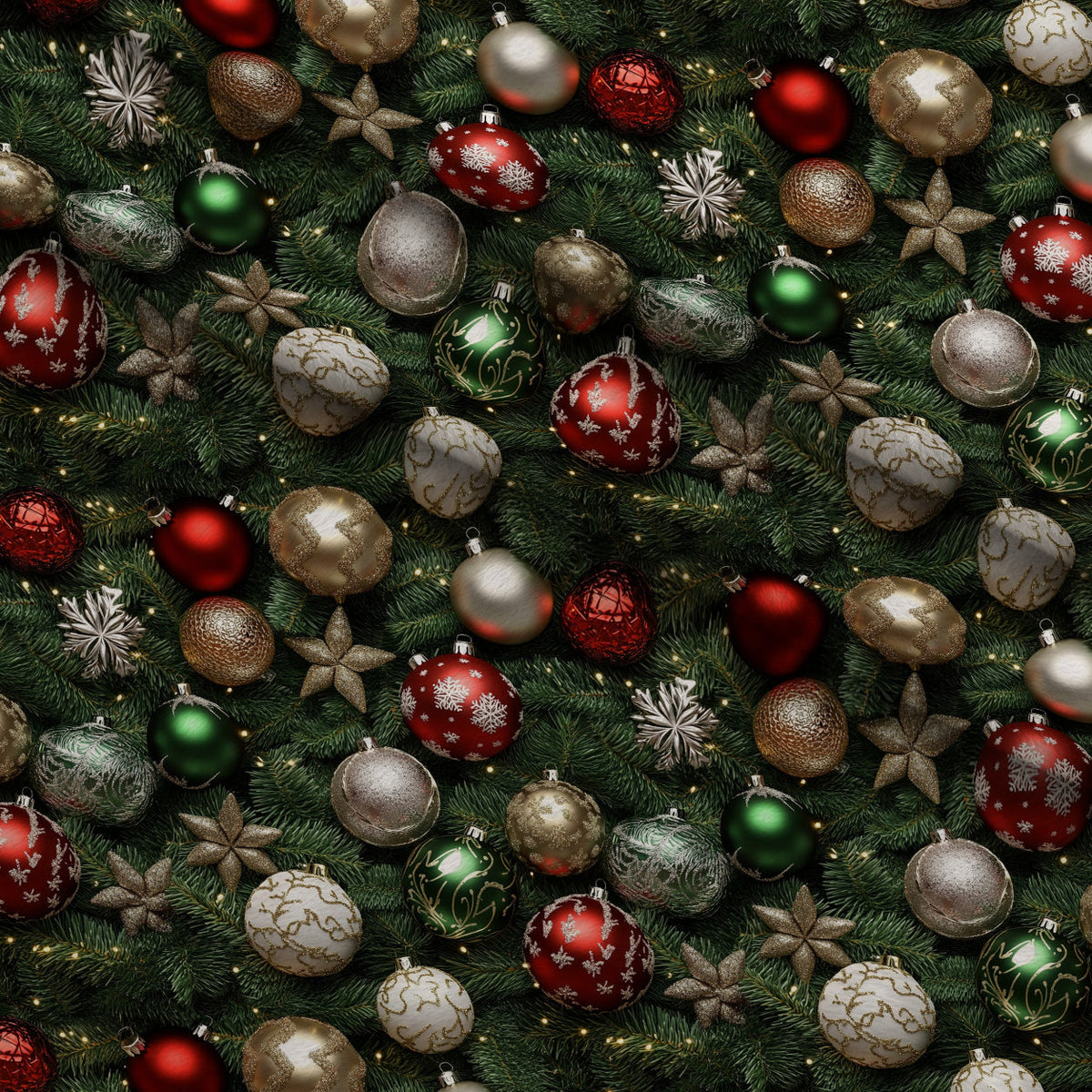 Baubles and Boughs Pattern 1 Fleece Fabric — fleece fabric folded close-up preview (mv-fleece-v1:lying)