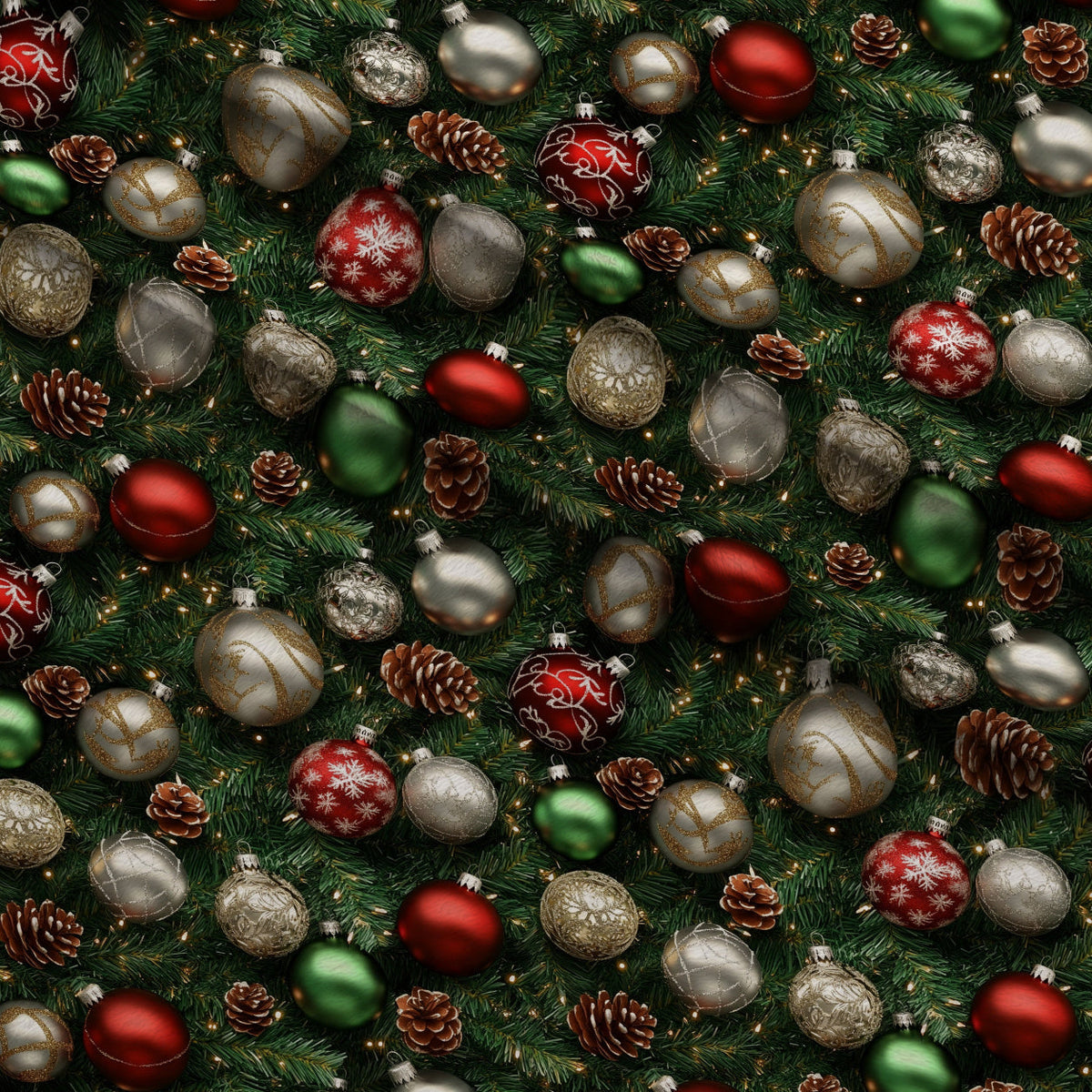 Baubles and Boughs Pattern 6 Fleece Fabric — fleece fabric folded close-up preview (mv-fleece-v1:lying)