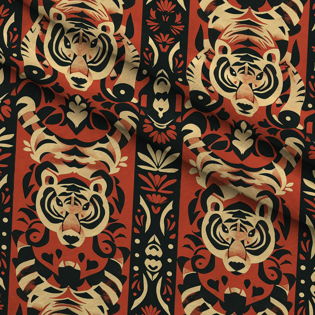Bengal Tapestry Pattern 4 Fleece Fabric — fleece fabric folded close-up preview (mv-fleece-v1:lying)