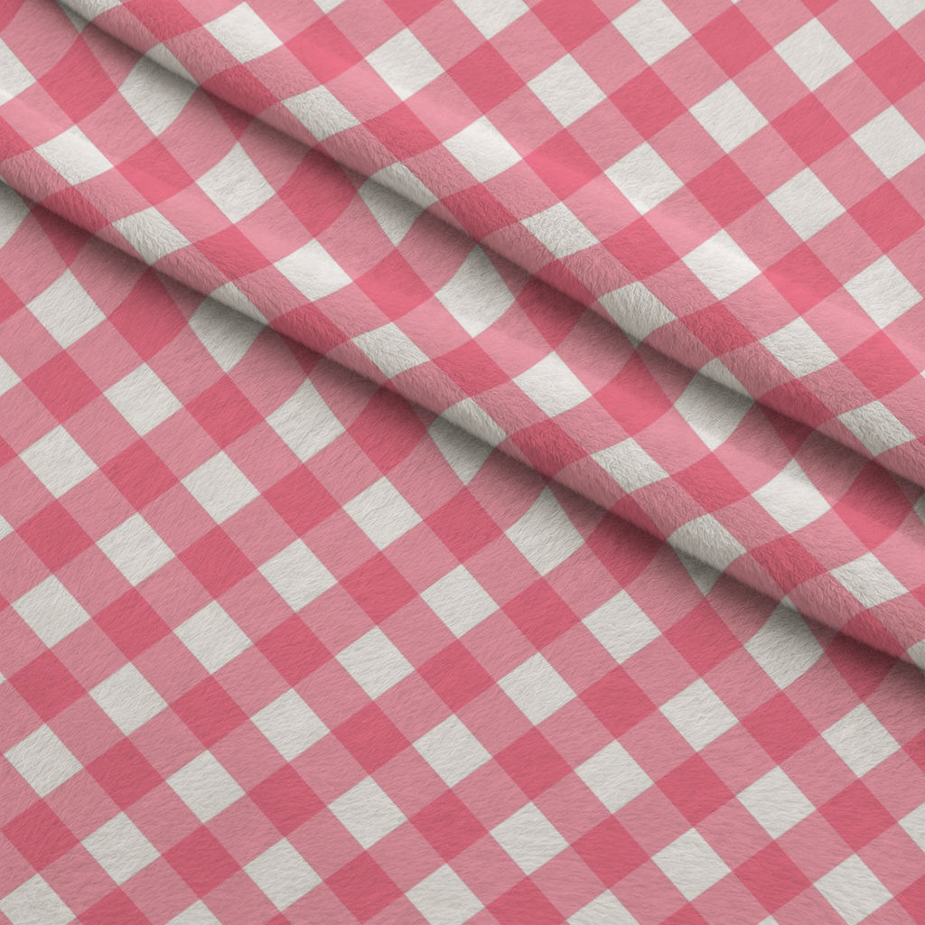 Berry Picnic Checks Pattern 10 Fleece Fabric — fleece fabric folded close-up preview (mv-fleece-v1:lying)