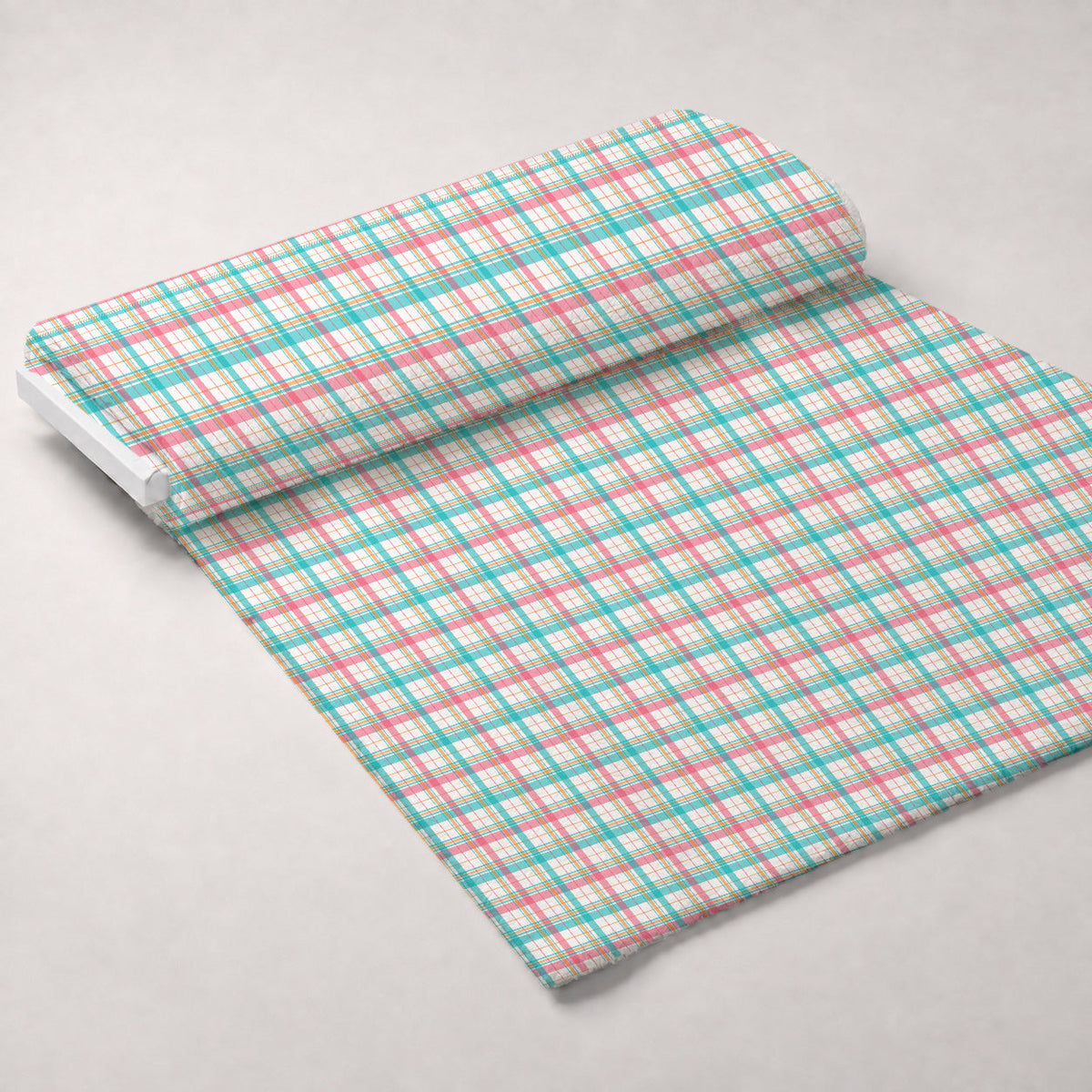Berry Picnic Checks Pattern 14 Fleece Fabric — fleece fabric unrolled bolt preview (mv-fleece-v1:bolt)