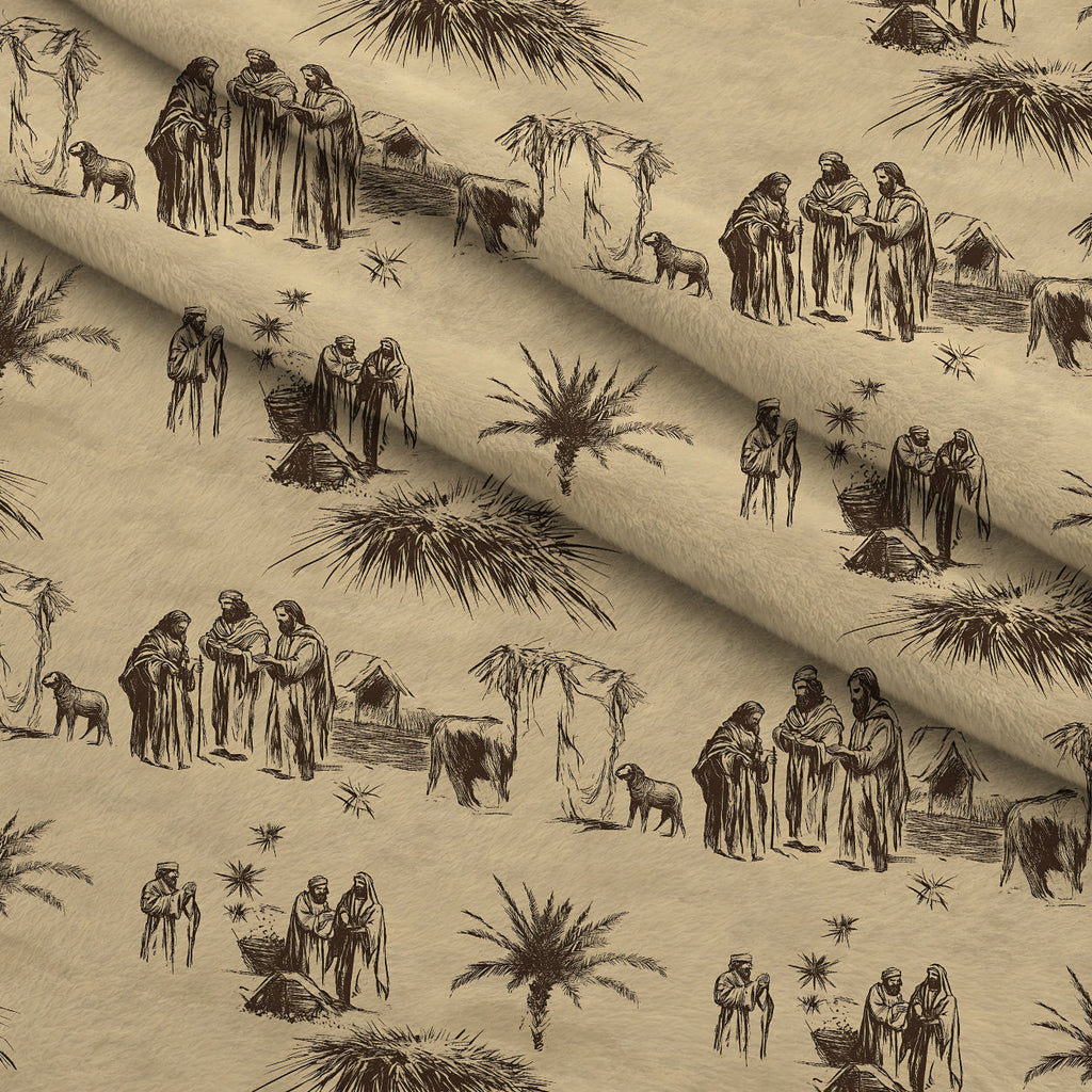 Bethlehem Toile Pattern 1 Fleece Fabric — fleece fabric folded close-up preview (mv-fleece-v1:lying)