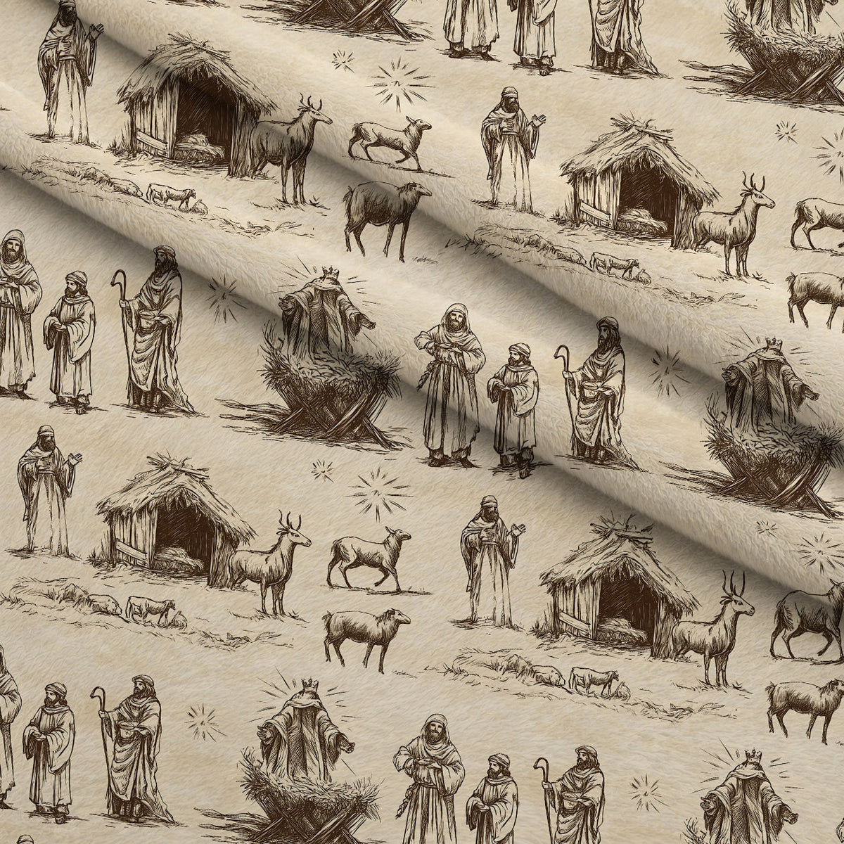 Bethlehem Toile Pattern 18 Fleece Fabric — fleece fabric folded close-up preview (mv-fleece-v1:lying)