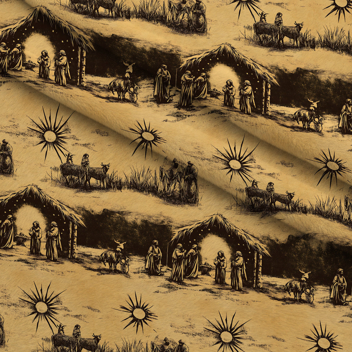 Bethlehem Toile Pattern 20 Fleece Fabric — fleece fabric folded close-up preview (mv-fleece-v1:lying)
