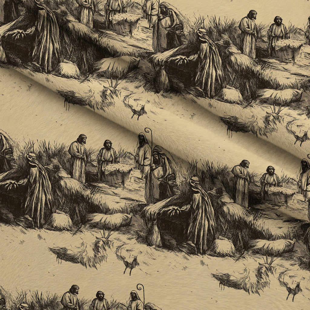 Bethlehem Toile Pattern 3 Fleece Fabric — fleece fabric folded close-up preview (mv-fleece-v1:lying)