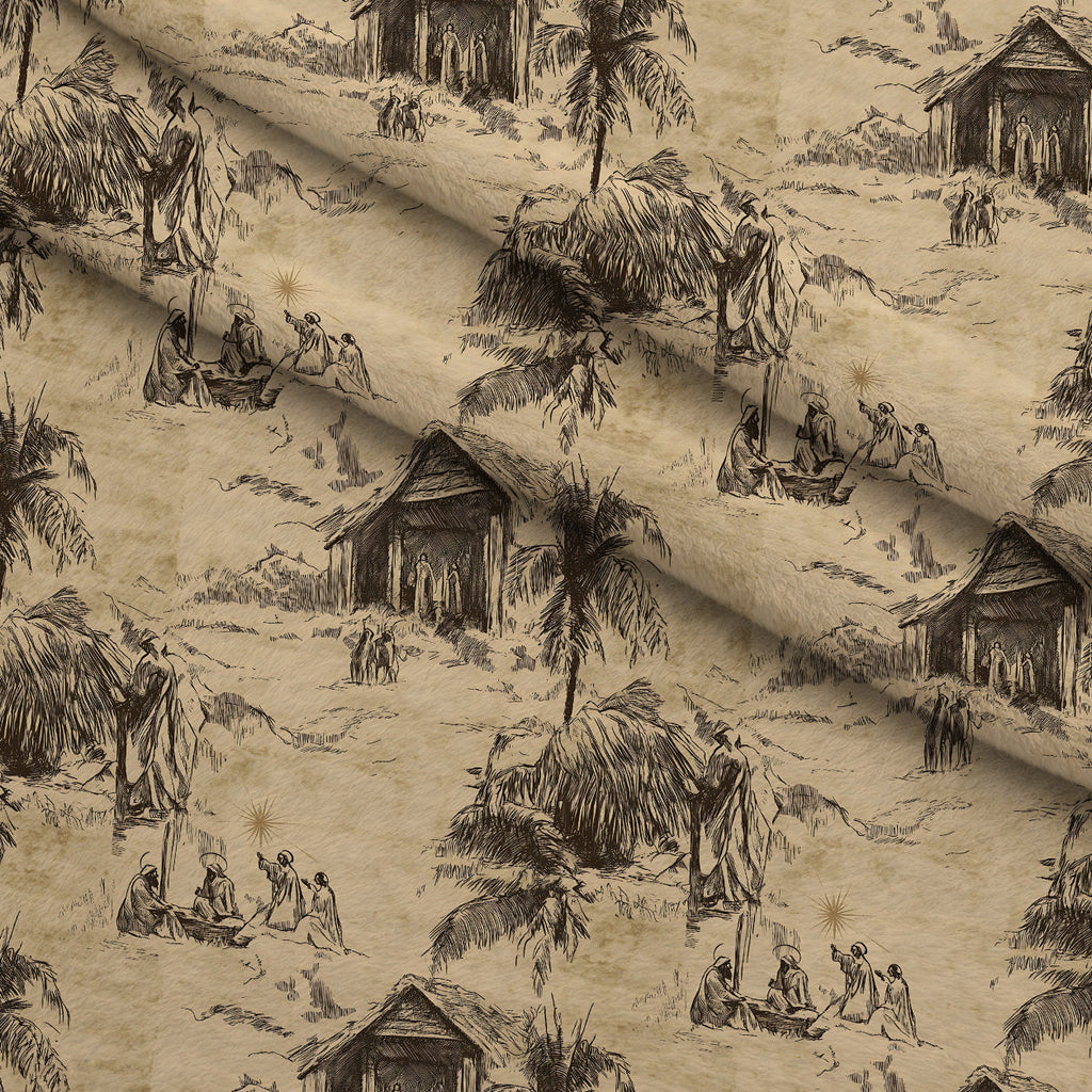 Bethlehem Toile Pattern 4 Fleece Fabric — fleece fabric folded close-up preview (mv-fleece-v1:lying)