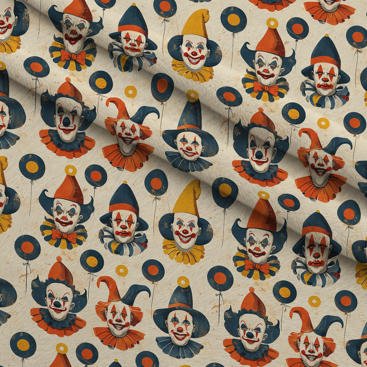 Big Top Jesters Pattern 10 Fleece Fabric — fleece fabric folded close-up preview (mv-fleece-v1:lying)