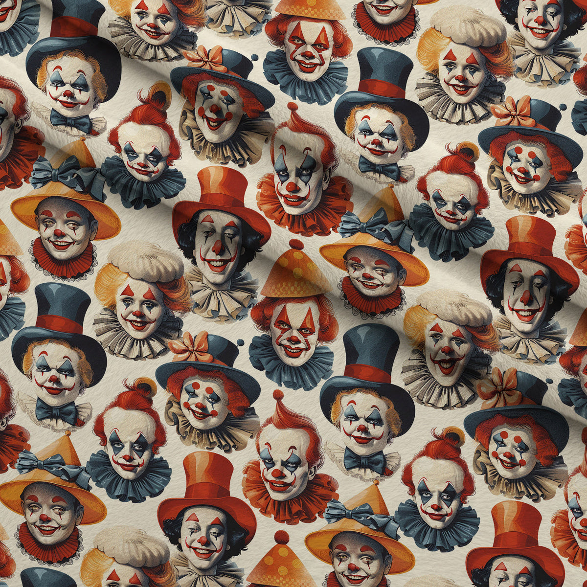 Big Top Jesters Pattern 12 Fleece Fabric — fleece fabric folded close-up preview (mv-fleece-v1:lying)