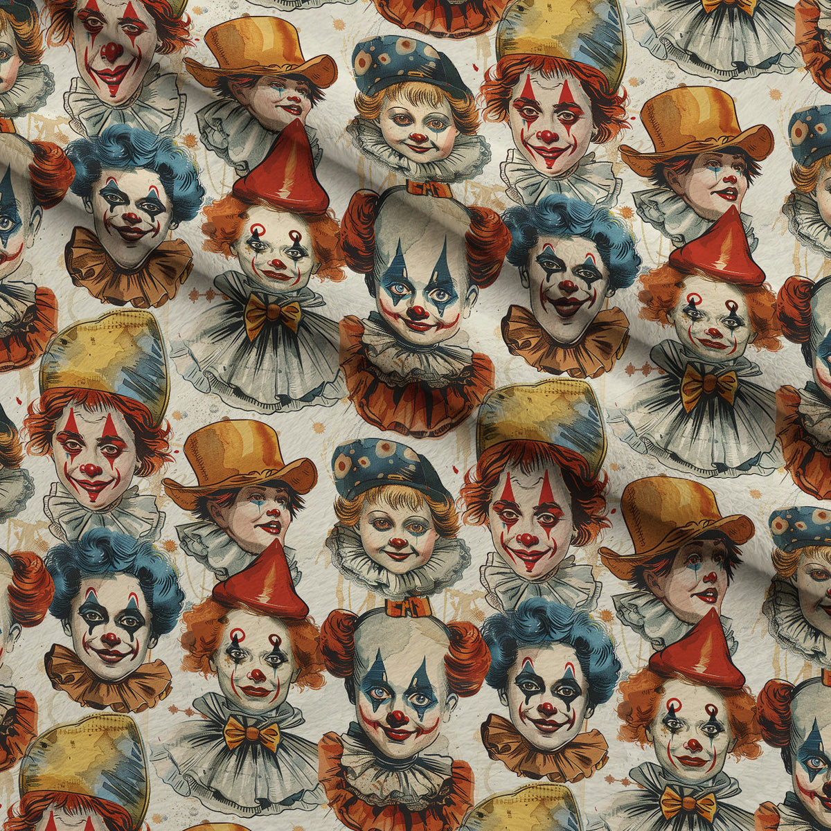 Big Top Jesters Pattern 2 Fleece Fabric — fleece fabric folded close-up preview (mv-fleece-v1:lying)