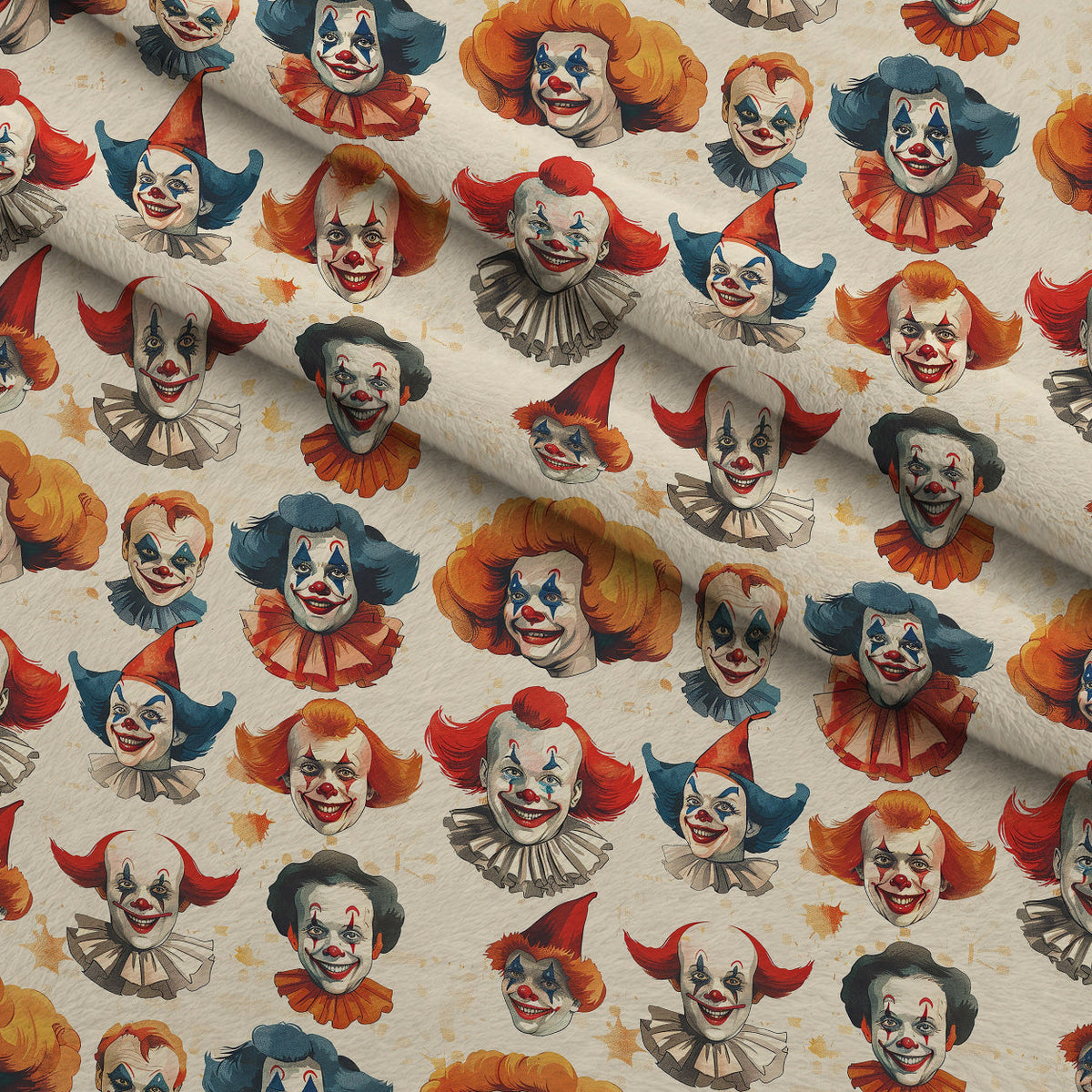 Big Top Jesters Pattern 4 Fleece Fabric — fleece fabric folded close-up preview (mv-fleece-v1:lying)