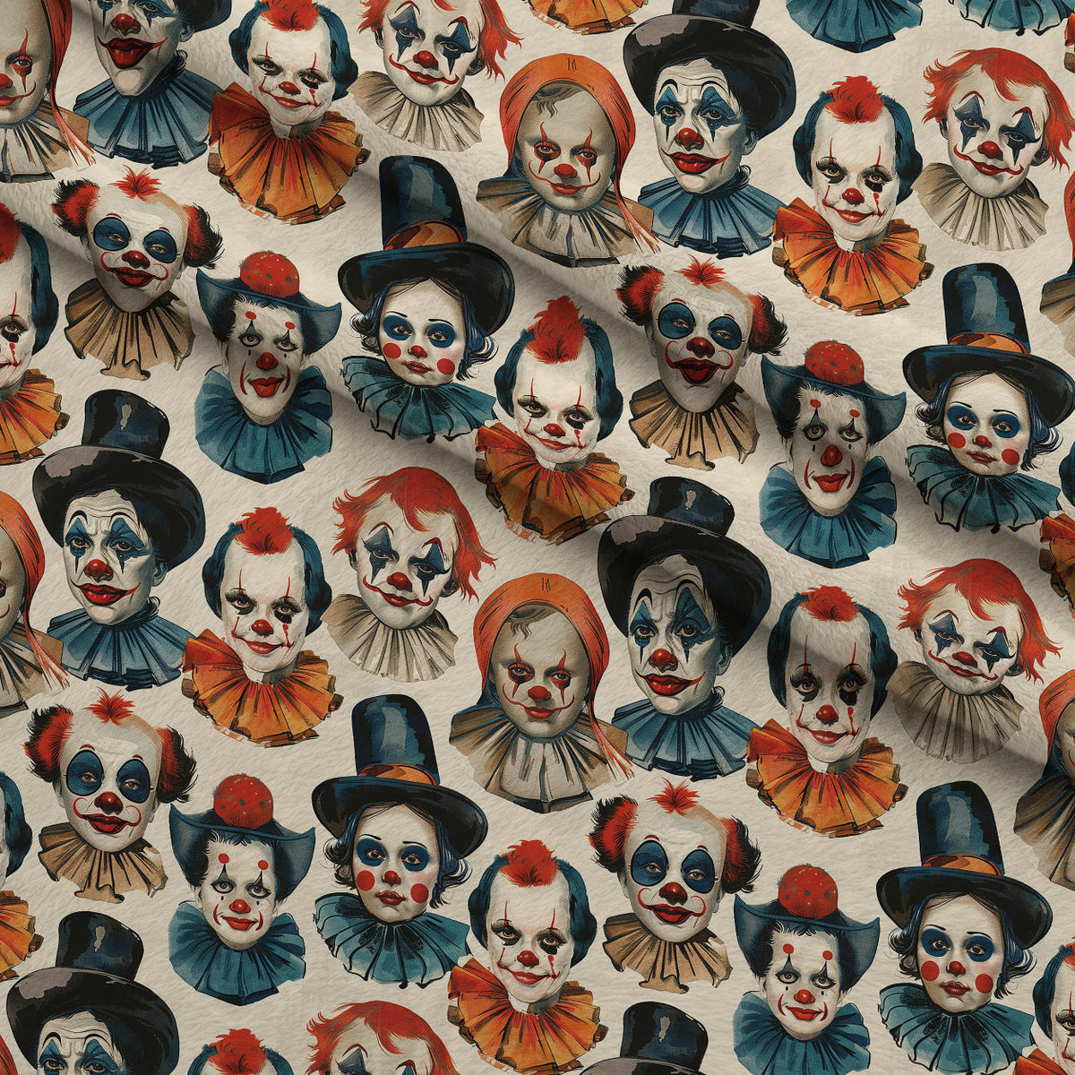 Big Top Jesters Pattern 5 Fleece Fabric — fleece fabric folded close-up preview (mv-fleece-v1:lying)