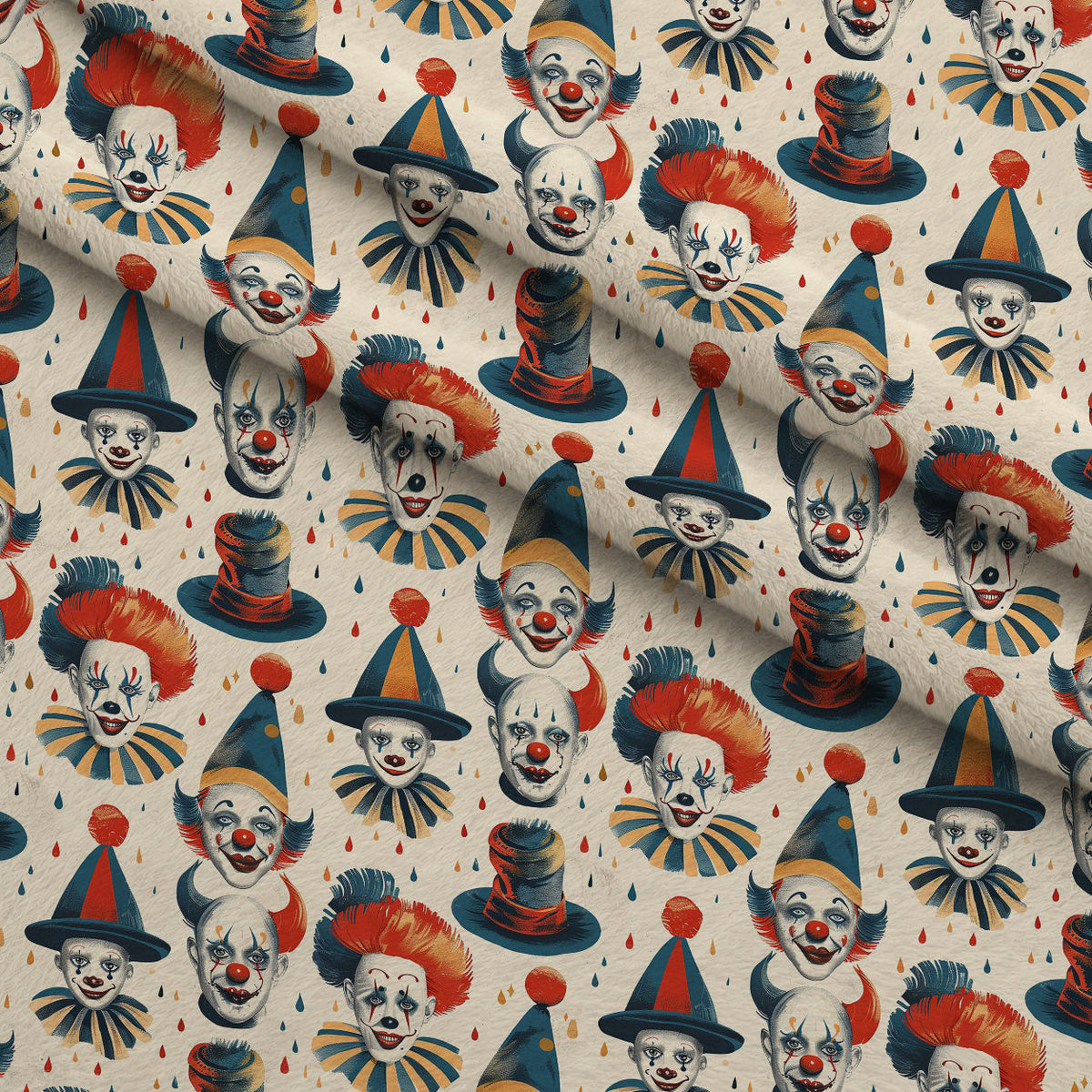 Big Top Jesters Pattern 7 Fleece Fabric — fleece fabric folded close-up preview (mv-fleece-v1:lying)