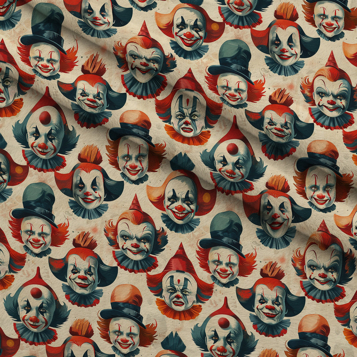 Big Top Jesters Pattern 8 Fleece Fabric — fleece fabric folded close-up preview (mv-fleece-v1:lying)