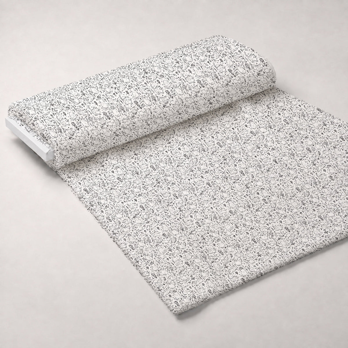 Black and White Cat Doodles Fleece Fabric — fleece fabric unrolled bolt preview (mv-fleece-v1:bolt)
