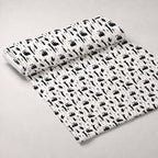 Black and White Silhouette Golfing Fleece Fabric — fleece fabric unrolled bolt preview (mv-fleece-v1:bolt)