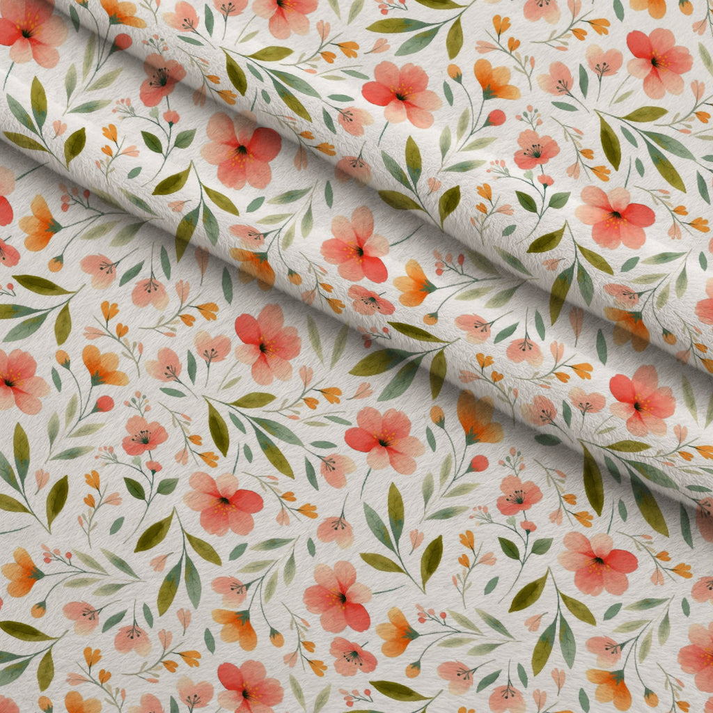 Bloom Time Blooms White Fleece Fabric — fleece fabric folded close-up preview (mv-fleece-v1:lying)