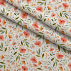 Bloom Time Blooms White Fleece Fabric — fleece fabric folded close-up preview (mv-fleece-v1:lying)