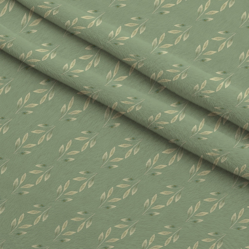Bloom Time Leaves Pattern 2 Fleece Fabric — fleece fabric folded close-up preview (mv-fleece-v1:lying)