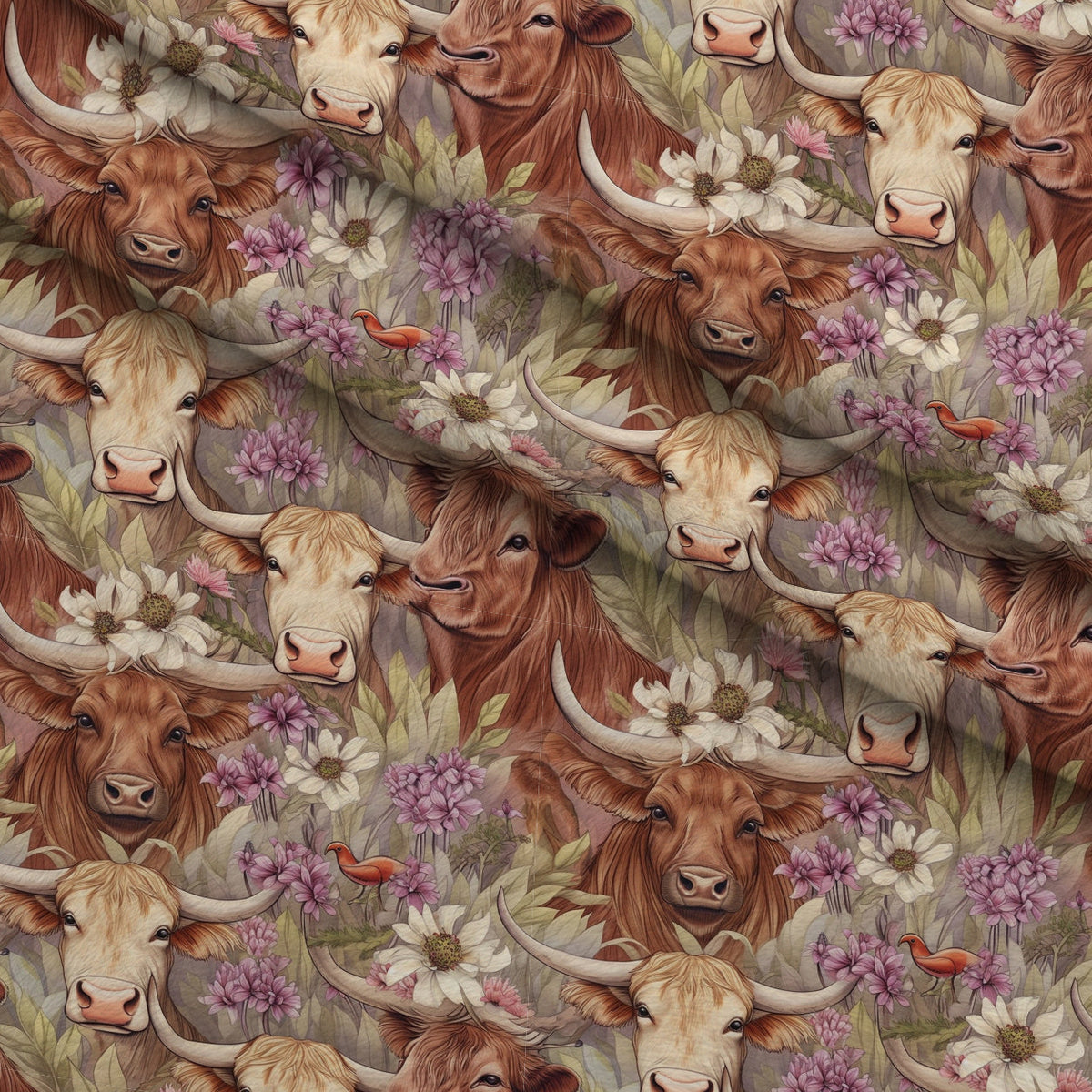 Blooming Bovines Pattern 11 Fleece Fabric — fleece fabric folded close-up preview (mv-fleece-v1:lying)