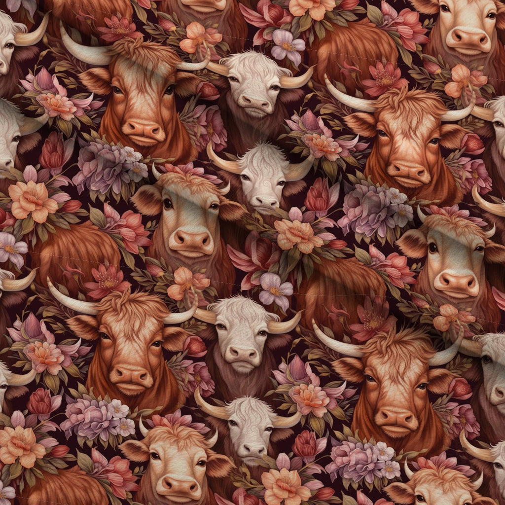 Blooming Bovines Pattern 12 Fleece Fabric — fleece fabric folded close-up preview (mv-fleece-v1:lying)