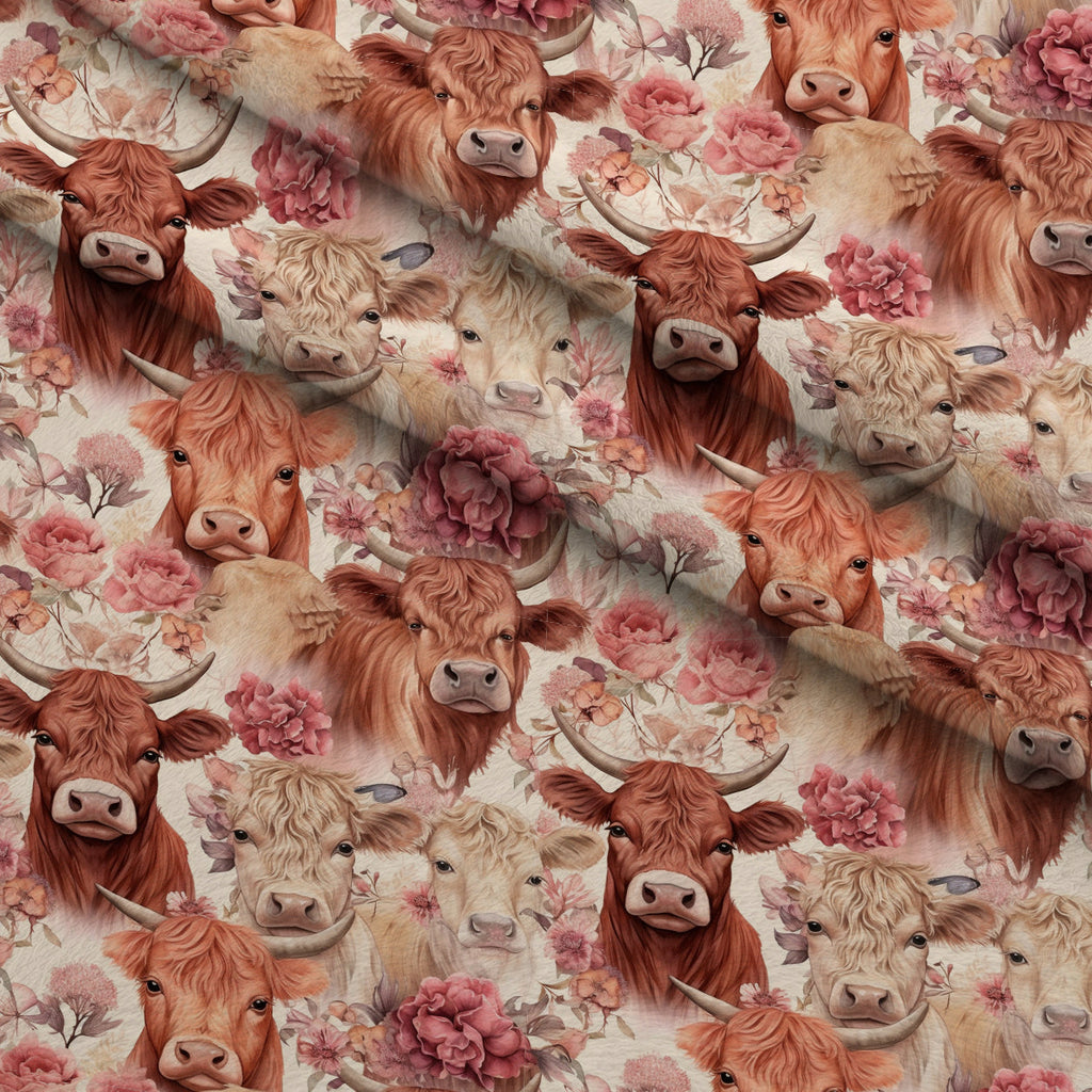 Blooming Bovines Pattern 13 Fleece Fabric — fleece fabric folded close-up preview (mv-fleece-v1:lying)