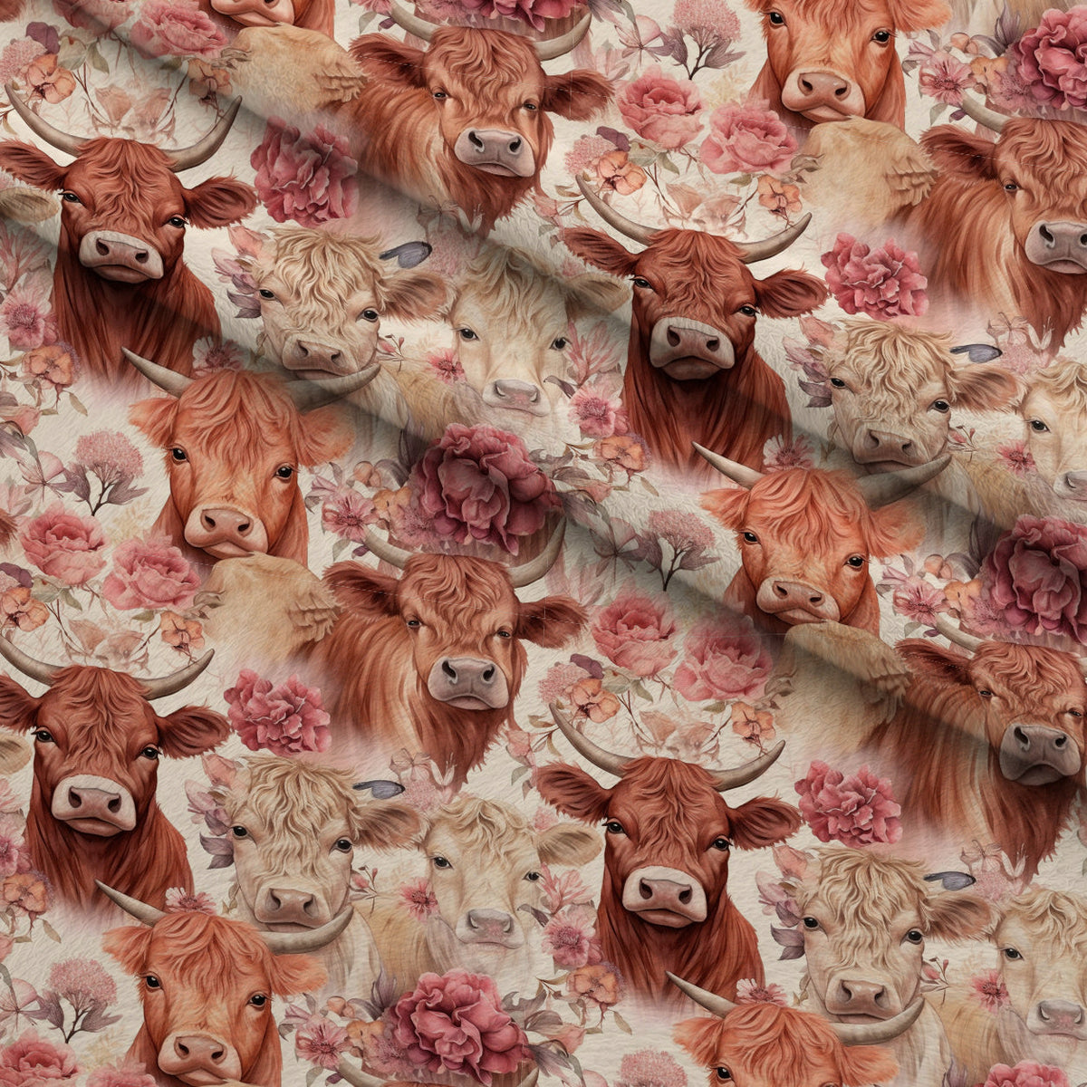 Blooming Bovines Pattern 13 Fleece Fabric — fleece fabric folded close-up preview (mv-fleece-v1:lying)
