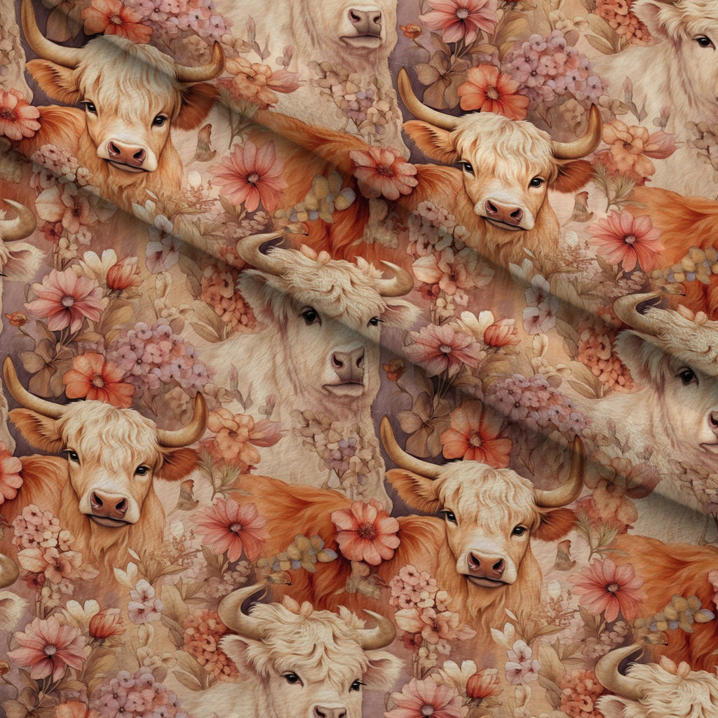 Blooming Bovines Pattern 15 Fleece Fabric — fleece fabric folded close-up preview (mv-fleece-v1:lying)