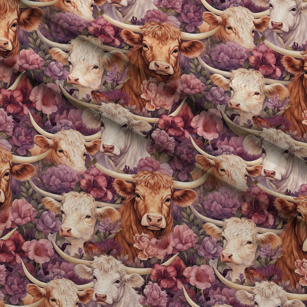 Blooming Bovines Pattern 16 Fleece Fabric — fleece fabric folded close-up preview (mv-fleece-v1:lying)