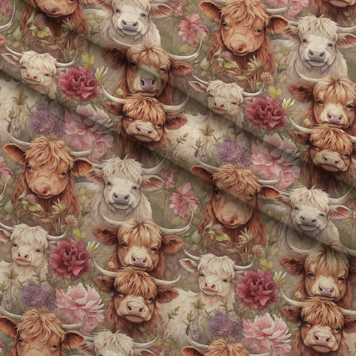 Blooming Bovines Pattern 20 Fleece Fabric — fleece fabric folded close-up preview (mv-fleece-v1:lying)