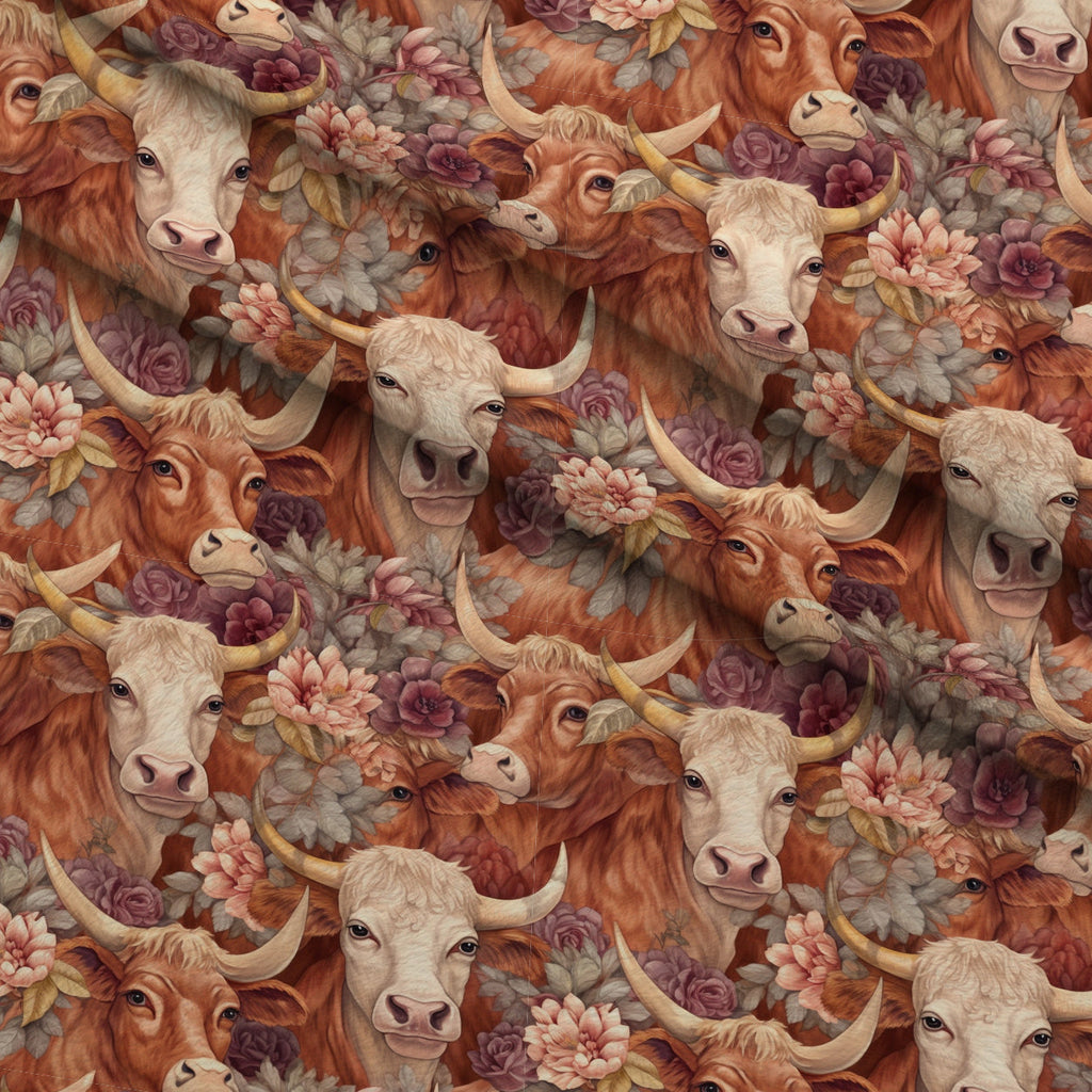 Blooming Bovines Pattern 3 Fleece Fabric — fleece fabric folded close-up preview (mv-fleece-v1:lying)