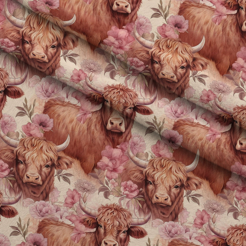 Blooming Bovines Pattern 4 Fleece Fabric — fleece fabric folded close-up preview (mv-fleece-v1:lying)