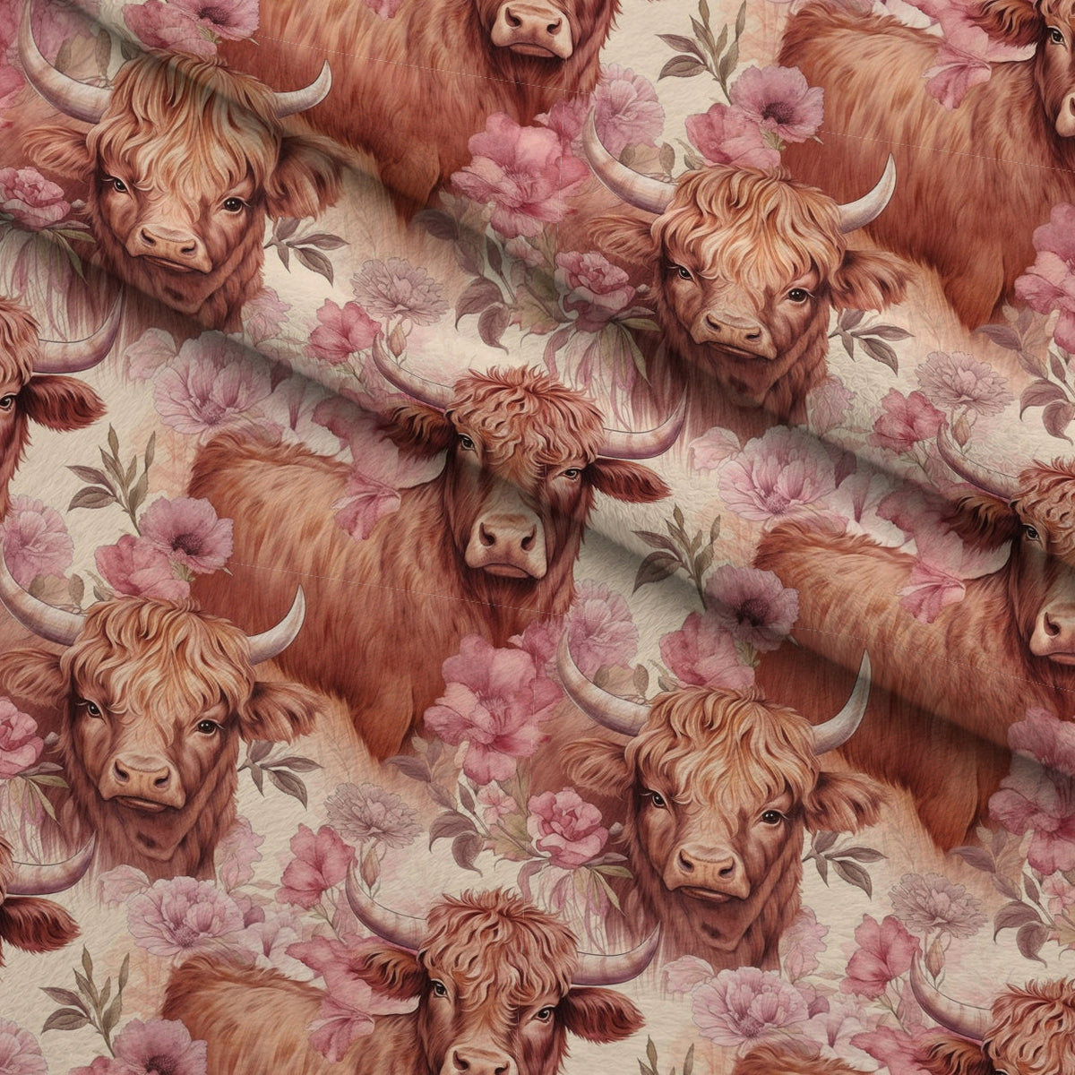 Blooming Bovines Pattern 4 Fleece Fabric — fleece fabric folded close-up preview (mv-fleece-v1:lying)