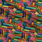 Blooming Library Pattern 1 Fleece Fabric — fleece fabric folded close-up preview (mv-fleece-v1:lying)