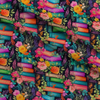Blooming Library Pattern 10 Fleece Fabric — fleece fabric folded close-up preview (mv-fleece-v1:lying)