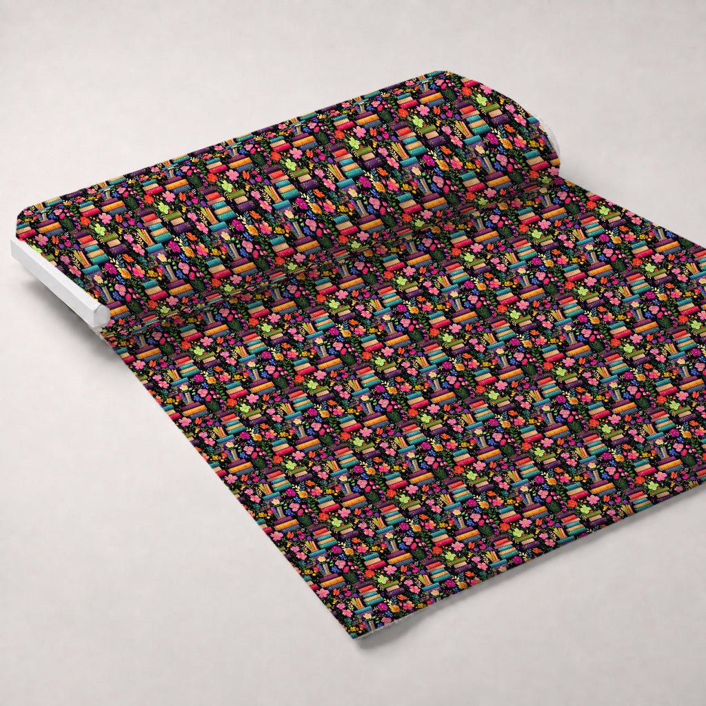 Blooming Library Pattern 2 Fleece Fabric — fleece fabric unrolled bolt preview (mv-fleece-v1:bolt)