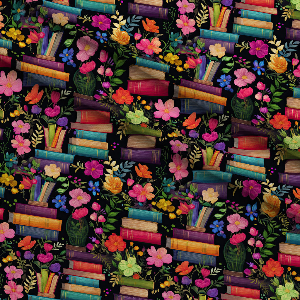 Blooming Library Pattern 2 Fleece Fabric — fleece fabric folded close-up preview (mv-fleece-v1:lying)